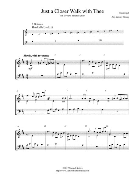 Just A Closer Walk With Thee For 2 Octave Handbell Choir Arr Samuel