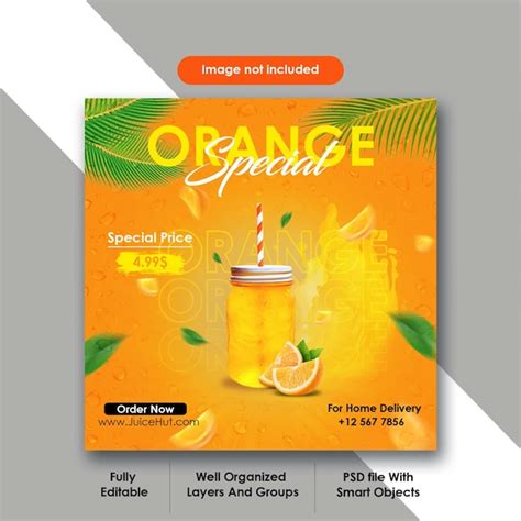 Premium Psd Orange Juice Social Media Post Design