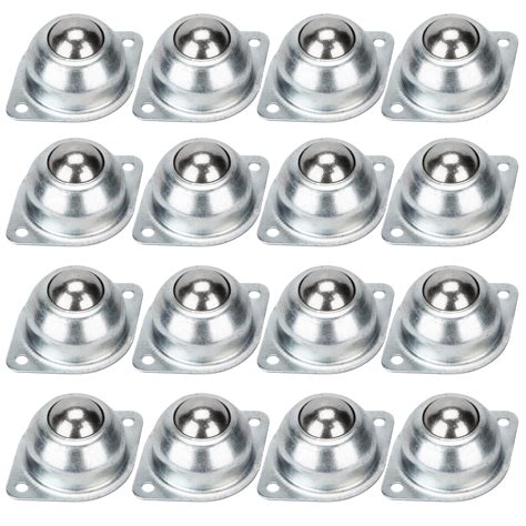 16 Pcs 1 Inch Roller Ball Transfer Bearings Flange Mounted Round Ball Transfer Unit 360 Degree