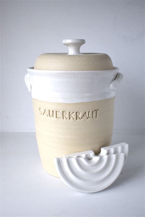 Sauerkraut Jar With Weights 1 Gallon Pottery Jar Ceramic Jar