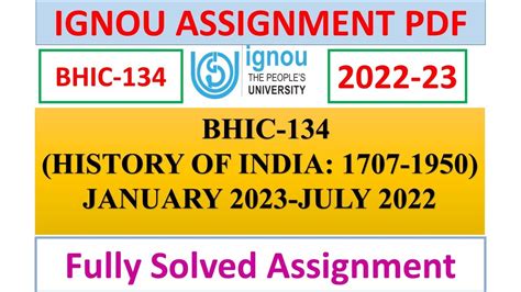 BHIC 134 SOLVED ASSIGNMENT 2022 23 IN ENGLISH IGNOU YouTube