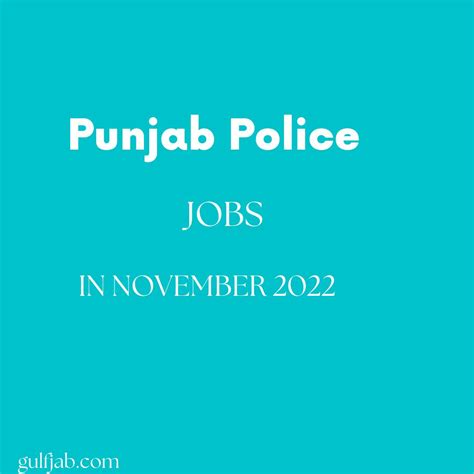 Punjab Police Jobs November 2022 Gulf Jab