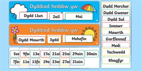 Dates In Welsh Printable Display Pack Learning Resources