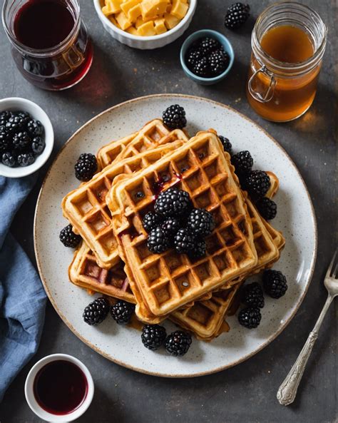 Spicy Gluten Free Chicken And Cheddar Waffles With Blackberry Maple