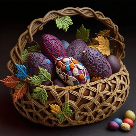 Premium Photo Easter Eggs Basket Made Of Polymer Clay Happy Easter