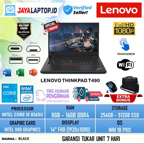 Jual Laptop Kerja Murah Lenovo Thinkpad T490 Core I5 8365U Ram 16GB