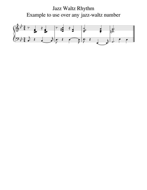 Jazz Waltz Rhythm Sheet Music For Piano Solo