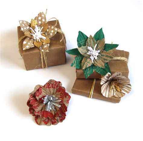 How to Gift Wrap Using Up-Cycled Paper Bag & Flower Toppers