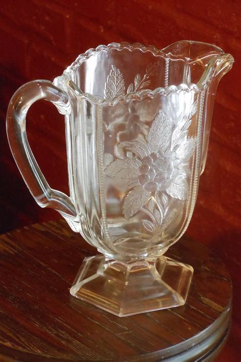 Etched Glass Vintage 3 Cup Pitcher