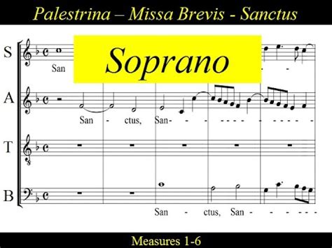 Palestrina Missa Brevis 4 Sanctus Soprano YouTube