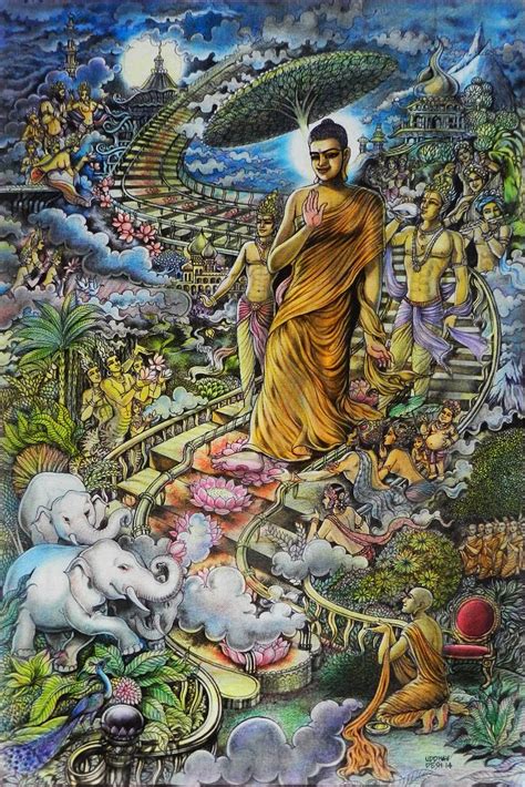 Lord Buddhas Painting Dev Rohanvatthu Buddha Art Buddhist Art