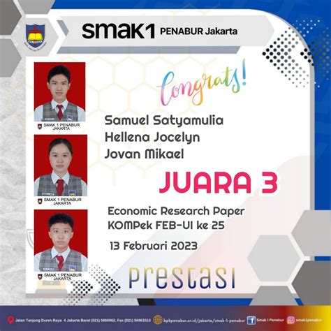 Prestasi Juara 3 Peserta Didik SMAK 1 Dalam Economic Research Paper