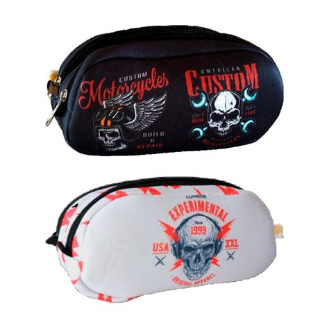 Cartuchera Ancestral Neoprene Calaveras Doble Cierre Triskel Librería