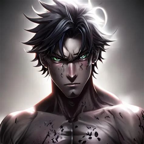 Anime Male Black Side Swept Hair Covering His Right