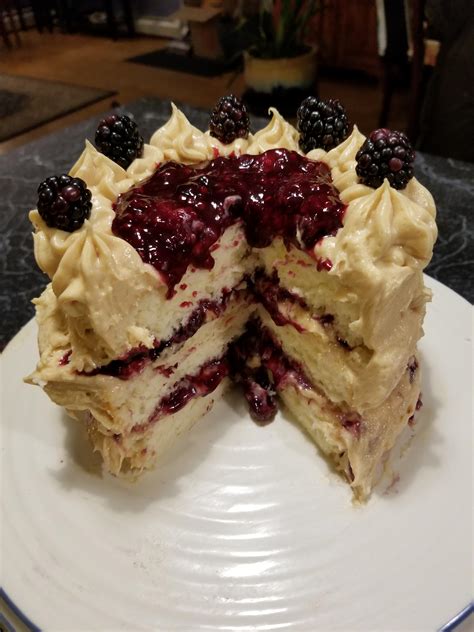 Made A Peanut Butter And Jelly Cake My First Attempt At Baking A Cake Fully From Scratch R