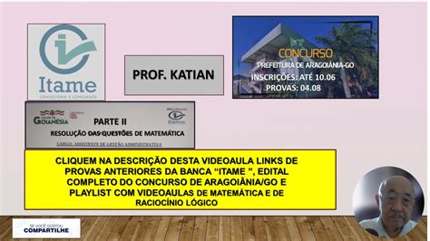 BANCA ITAME Concurso Prefeitura Municipal de Aragoiânia GO