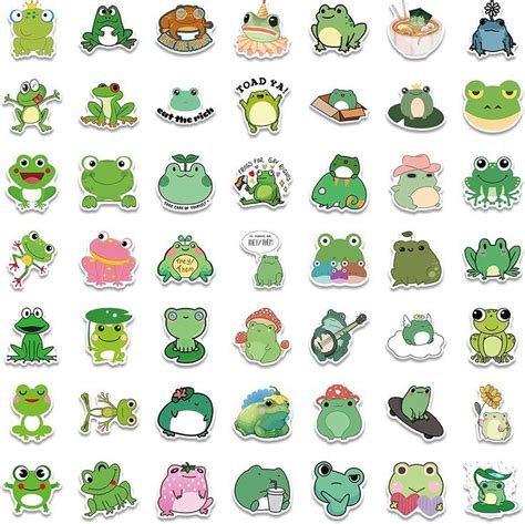 100pcs Frog Stickers Cute Aesthetic Vinyl Waterproof Sticker For Laptop