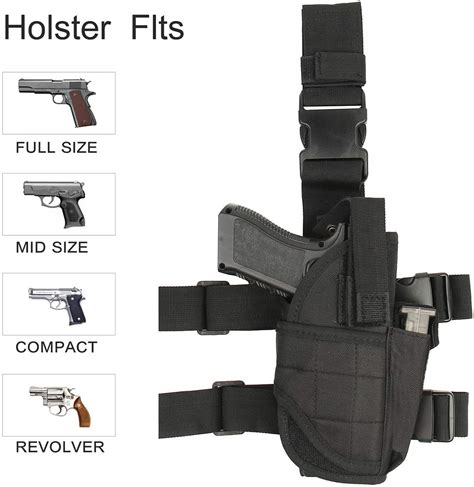 Adjustable Tactical Pistol Gun Thigh Holster With Belt Pouch Right Drop