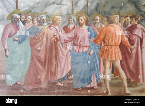 The Tribute Money Masaccio Cappella Brancacci Stock Photo Alamy