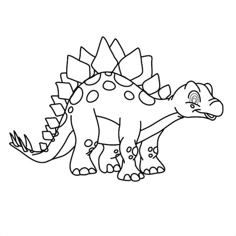 Esquema De Estegosaurio Para Colorear Libros Para Niños Vector Premium