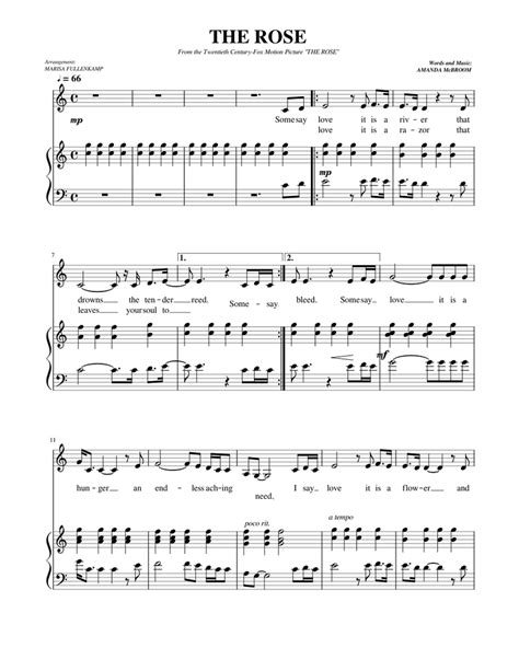 The Rose Sheet Music For Piano Voice Download Free In Pdf Or Midi