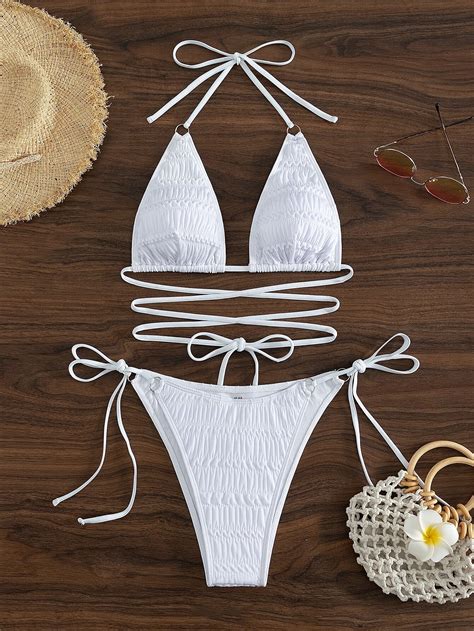 Bikini croisé ras du cou à nœud Mode en ligne SHEIN FRANCE