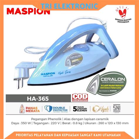 Jual MASPION Setrika HA 365 Automatic Iron Hijab Series Ceramic