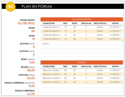 Plantilla Rutina Gimnasio Excel Plantillasofficenet