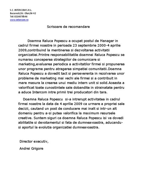 Scrisoare De Recomandare Pdf