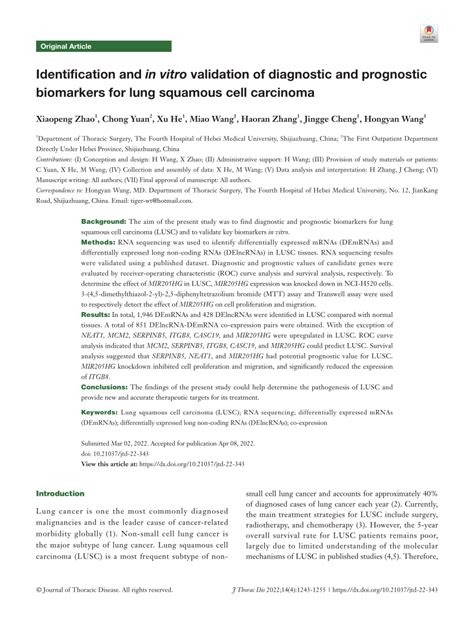 Pdf Identification And In Vitro Validation Of Diagnostic And