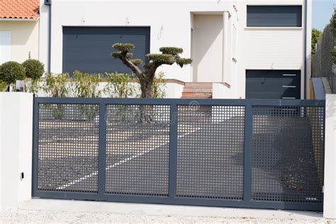 Grey Gate Perforated Modern Sheet Home Aluminum Portal Of Suburb House