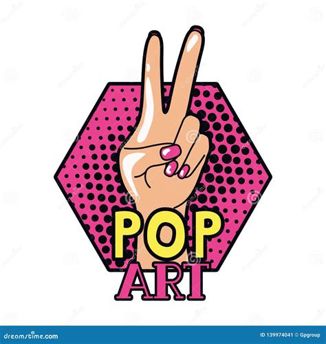 Hand With Peace Sign And Love Pop Art Stock Vector Illustration Of