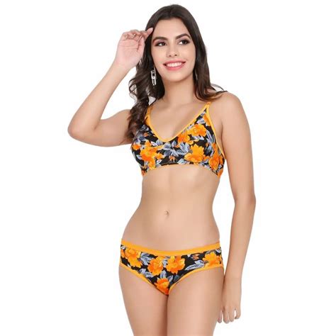 Cotton Bikini Printed Flower Bra Panty Set Floral Print At Rs Set In New Delhi