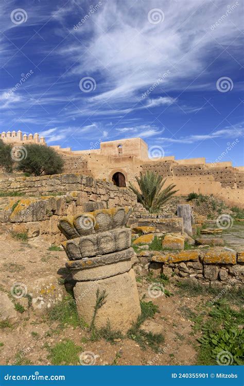 Alte Ruinen Von Chellah Oder Sala Colonia In Rabat Morocco Stockbild