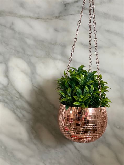 Hanging Disco Ball Planter Rose Gold New Etsy Uk