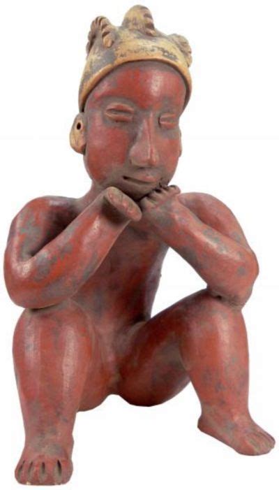 Colima Culture Statue Hollow Red Terracotta Statue Of A Seated Nude