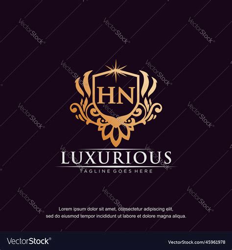 Hn Initial Letter Luxury Ornament Gold Monogram Vector Image