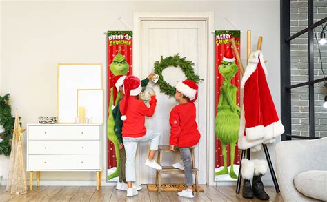 Amazon Grinch Christmas Porch Sign Banner Decorations Grinch Yard