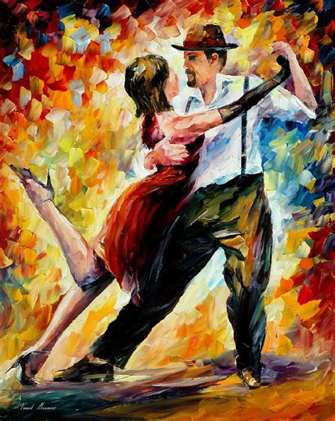 Tango In Red Palette Knife Oil Painting On Canvas By Leonid Afremov