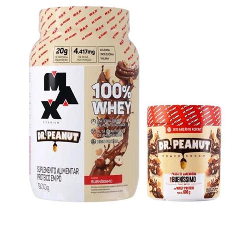 Whey Protein 100 Dr Peanut Pote 900g Max Titanium Pasta De Amendoim Dr Peanut Pasta De