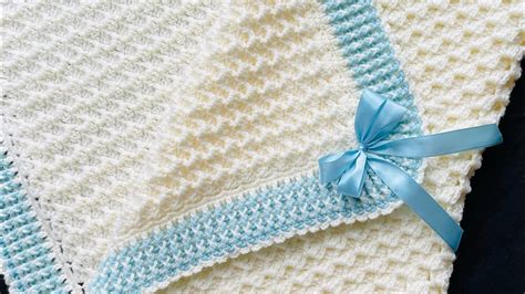 Manta Para Bebe Tejida A Crochet Con Orilla Y Punto Hermoso Y Super