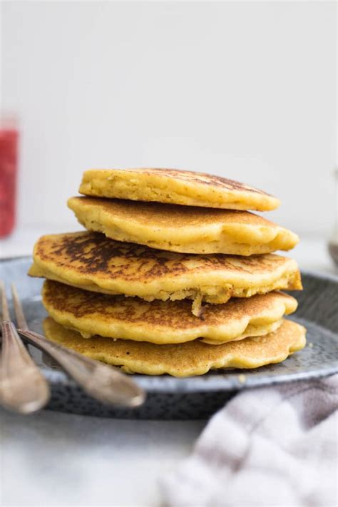 Corn Flour Pancakes With Strawberry Compote Salted Plains