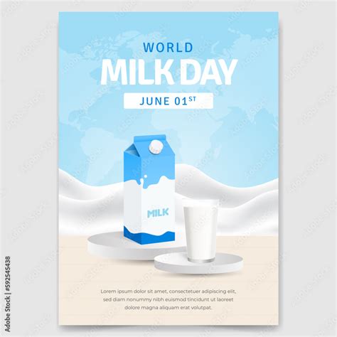 World Milk Day June 1st poster design with a milk glass and milk box on ...