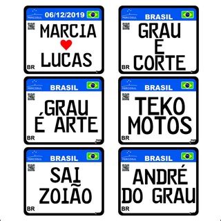 Placa Decorativa Moto Mercosul Grau Personalizada Seu Texto Sua