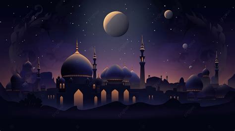 Ramadan Islamic Background With Pattern And Mosque Arabic Letters