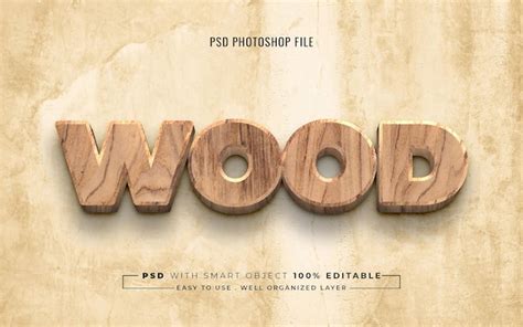 Premium Psd Wood 3d Editable Psd Text Effect Design Template