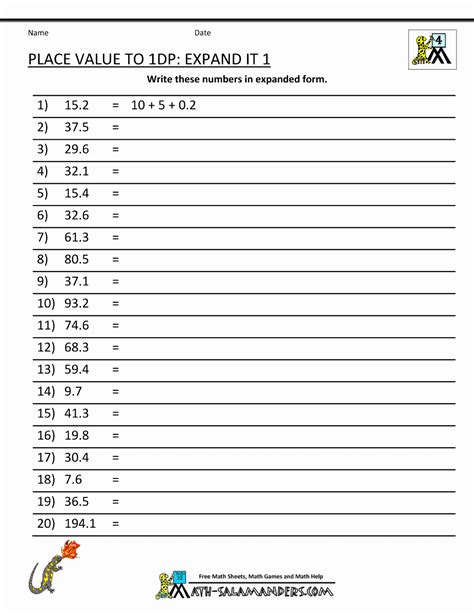 Word form Worksheets 4th Grade New Free Printable Expanded Notation ...