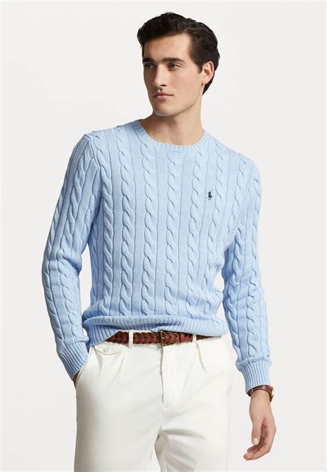 Polo Ralph Lauren Cable Knit Cotton Sweater Trui Bluebell