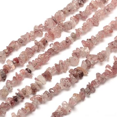 Semi Precious Chips Strawberry Quartz Beads Riverside Beads