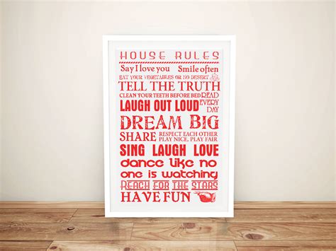 Our House Rules Custom Word Art Ts Australia Personalised Artworks